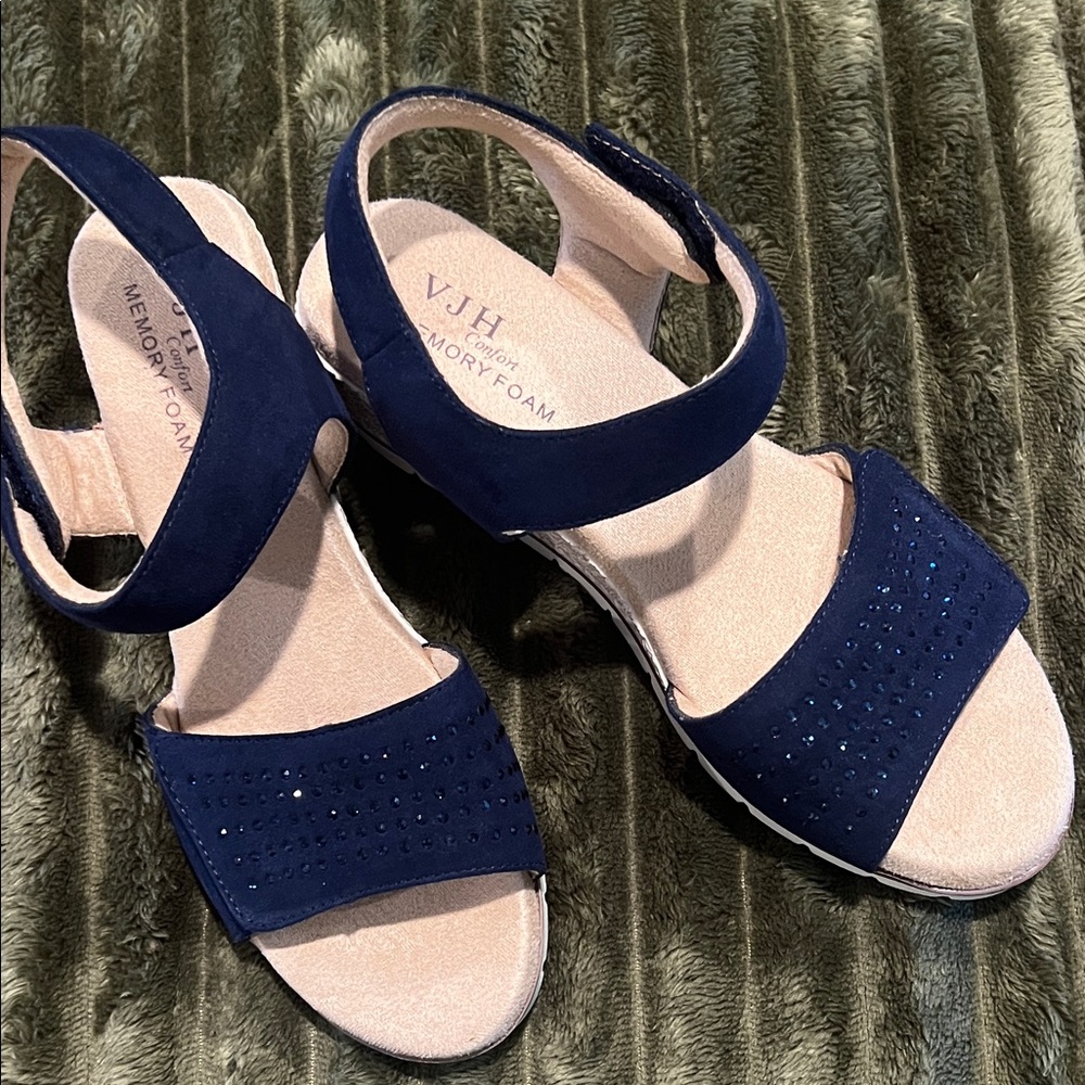 VJH Confort Navy Blue Sandals with Memory Foam